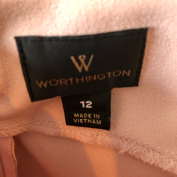 Worthington Blush Pink Belted with Pleat Midi Skirt Sz 12 - Picture 5 of 9